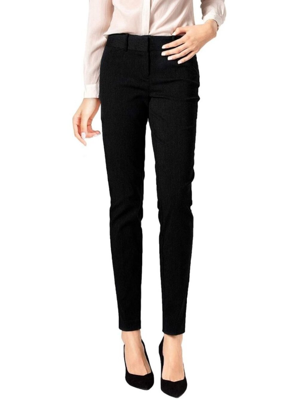 Satin Stretch Slim Skinny Pants for Women - Casual Business Office Trousers